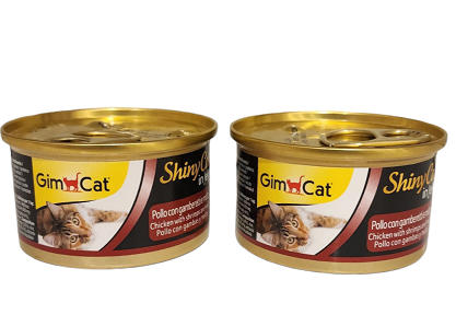 کنسرو گربه مدل Shiny با طعم مرغ و میگو و مالت برند Gim Cat جیم کت 70 گرمی