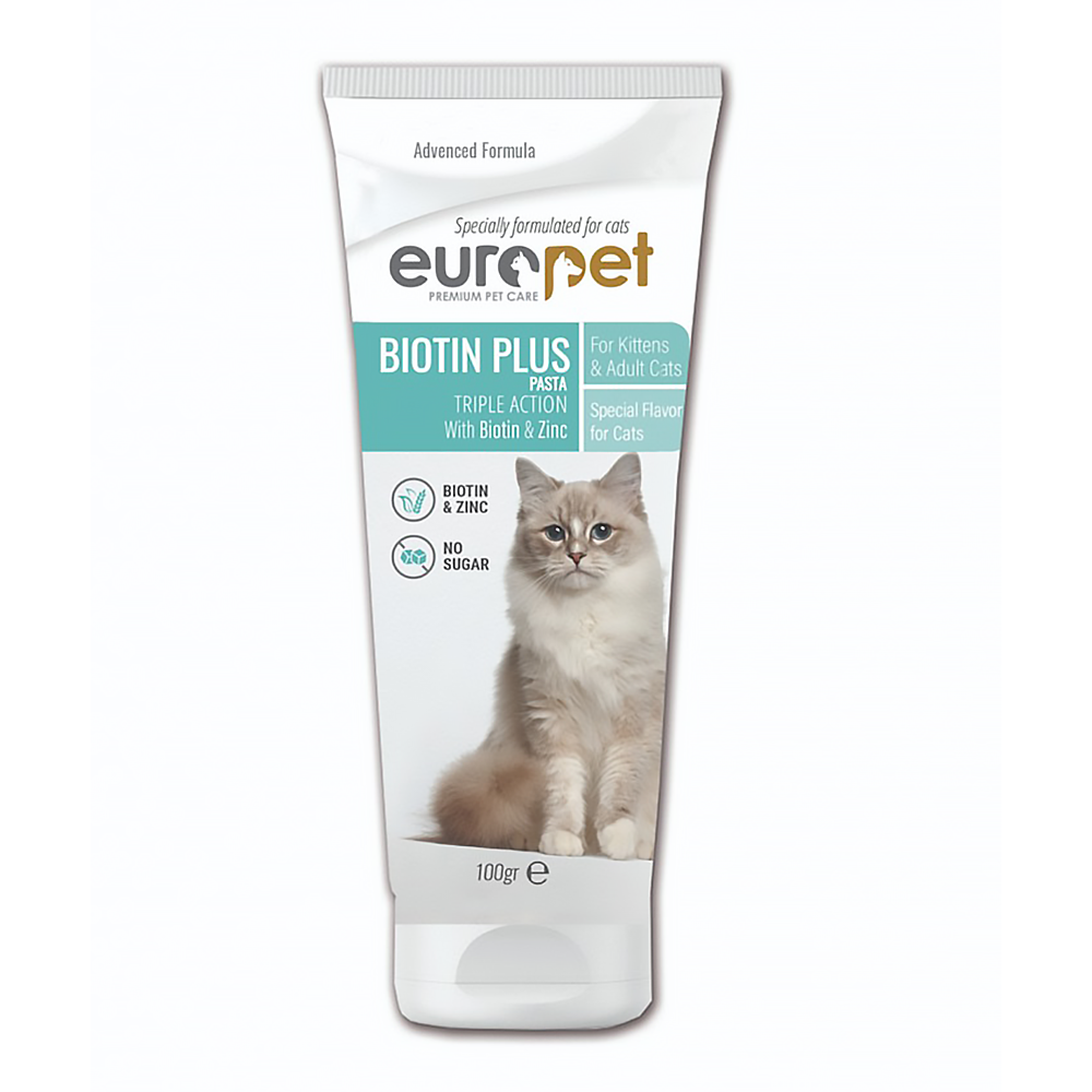 خمیر بیوتین گربه یوروپت Europet Cat Biotin Plus وزن 100 گرم