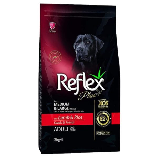 خرید غذای خشک سگ بالغ رفلکس پلاس طعم گوشت بره 3 کیلوگرم