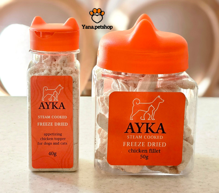 تشویقی مرغ سگ و گربه و پودر مرغ آیکا ۵۰ گرم ارسال فوری